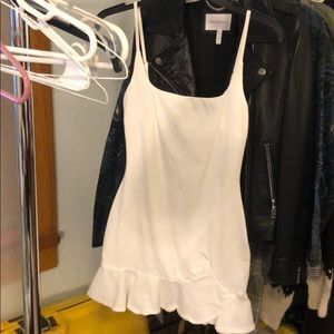 White ruffle mini dress